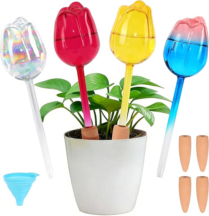 Plant Watering for Tulips, Glass Watering Globe, Self-Watering Pot Plug-in, Travel Holiday Plant Watering Device, Home Decor, Automatic Home Plant Hydration System