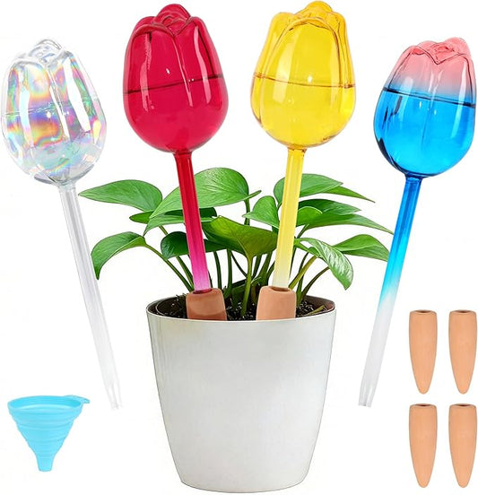 Plant Watering for Tulips, Glass Watering Globe, Self-Watering Pot Plug-in, Travel Holiday Plant Watering Device, Home Decor, Automatic Home Plant Hydration System