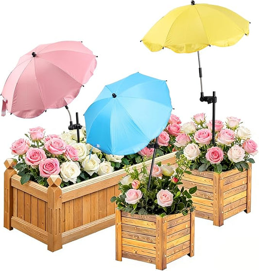 3 Pack Plant Umbrellas for Outdoor Plants, 24" Larger Flower Umbrella with Continuously Adjustable Height & Angle, Shade for Plants, 54" Higher Plant Umbrella for Potted Plants, Flowers, Garden Beds