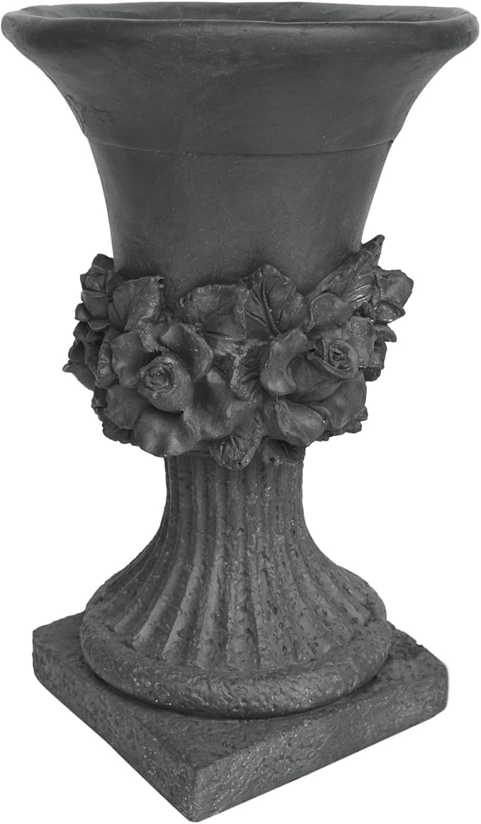 Merax 19.5 Inches Tall MGO Garden Urn Planter, Lightweight Concrete Urn for Flowers, Herbs & Succulents, Indoor & Outdoor Decorative Pot, Antique Gray