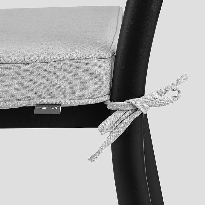 FUNHOME Outdoor Chair Cushions 18x18 Inch,Set of 2,Water Resistant Chair Pads with Ties,Square Seat Cushion 18"x18"x2.5",Patio Chair Cushion for Garden,Backyard Furniture(Cloud Gray)