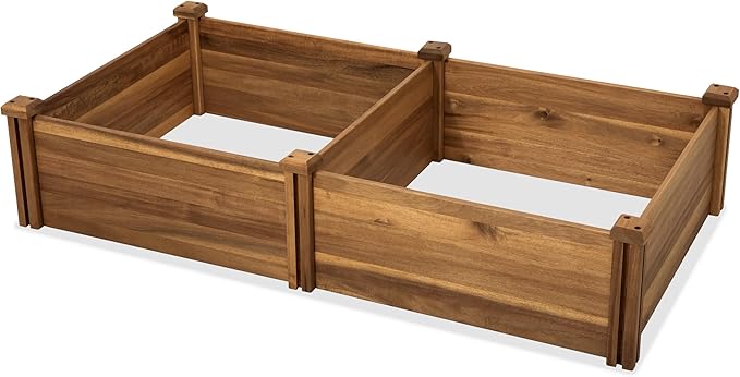 Durable Wooden Planter Box Outdoor – Natural Acacia Wood Raised Bed for Diverse Planting – Elevated Garden Box for Vegetables – Promotes Better Drainage – Sturdy Garden Bed (47x25x10 IN)