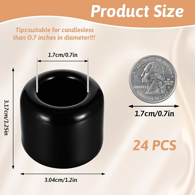 24 Pcs Black 0.7 Inch Diameter Ceramic Chime Ritual Spell Candle Holders, Great for Casting Chimes, Meditation, Rituals, Spells, Vigil, Witchcraft, Wiccan Supplies