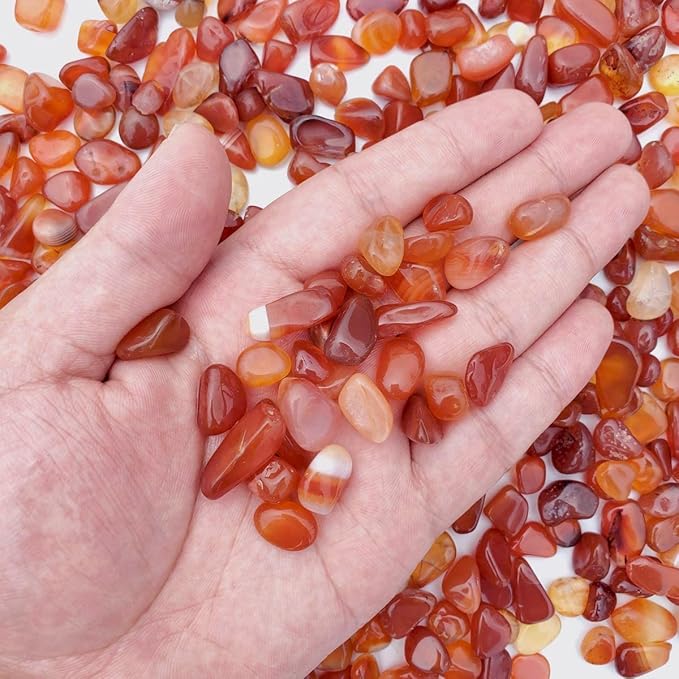 WAYBER Natural Red Agate Pebbles, 1 Lb/460g Decorative Rocks Non-Toxic Crystal Stone Irregular Quartz Gemstone Crushed Pieces Tumbled Stone Chips for Jewelry Making/Home Decoration