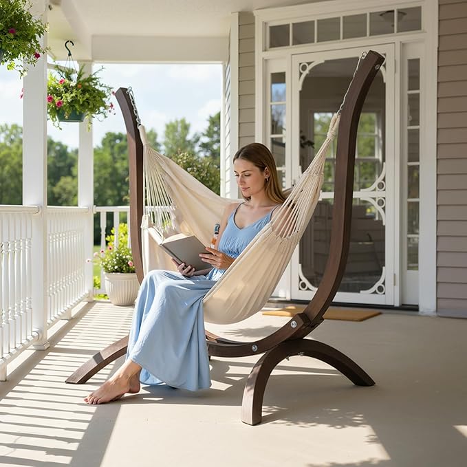 ONCLOUD Solid Beautiful Wood Hammock Chair Stand – Elegant Design for Various Hammock Chairs,Decoration for Patio, Garden,Yard，550 LBS