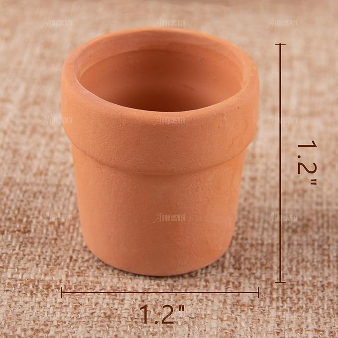 AUEAR, 10 Pack Mini Terracotta Pots Fairy Garden Clay Small Flower Pot for Indoor Outdoor Crafts 1.2"x1.2"