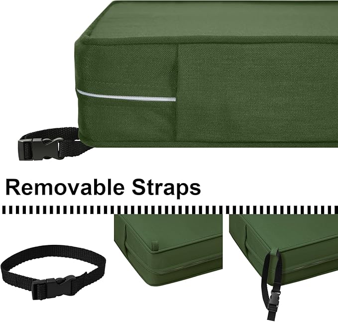 Deep Seat Cushions, Outdoor Cushions, Patio Furniture Cushions, Deep Seat & Back Cushion Patio Cushions for Backyard Couch Sofa Fade Resistant (24x24x4 inches 4 Sets, Solid Moss Green)