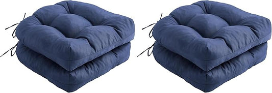 Outdoor Chair Cushions Set of 2, Patio Chair Cushions with Ties, 19x19+5” Tufted Outdoor Seat Cushions, Waterproof Patio Furniture Cushions, Outdoor Dining Chair Pads, Navy (Pack of 2)