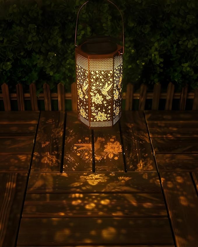 2 Pack Hummingbird Solar Lantern Outdoor Waterproof Outdoor - Mothers Day Gifts for Mom Grandma - Birthday Day Gifts for Women, Garden Decor Solar Lights Outdoor