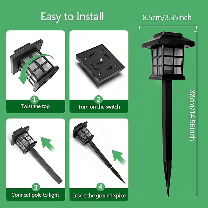 Solar Lights Outdoor,10 Pack LED Solar Garden Lights Waterproof,Auto On/Off Solar Pathway Lights for Landscape,Path,Yard,Patio,Driveway,Walkway Decor