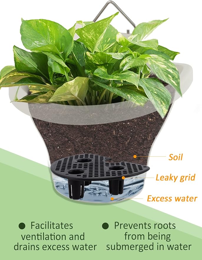 MADHOLLY 6Pcs Hanging Vertical Planter- Plastic Wall-Hanging Flowerpot with Hooks Leaky Grid- Free Combination Wall Mounted Planter for Outdoor Yard Garden Indoor Hanging Decorations (White)