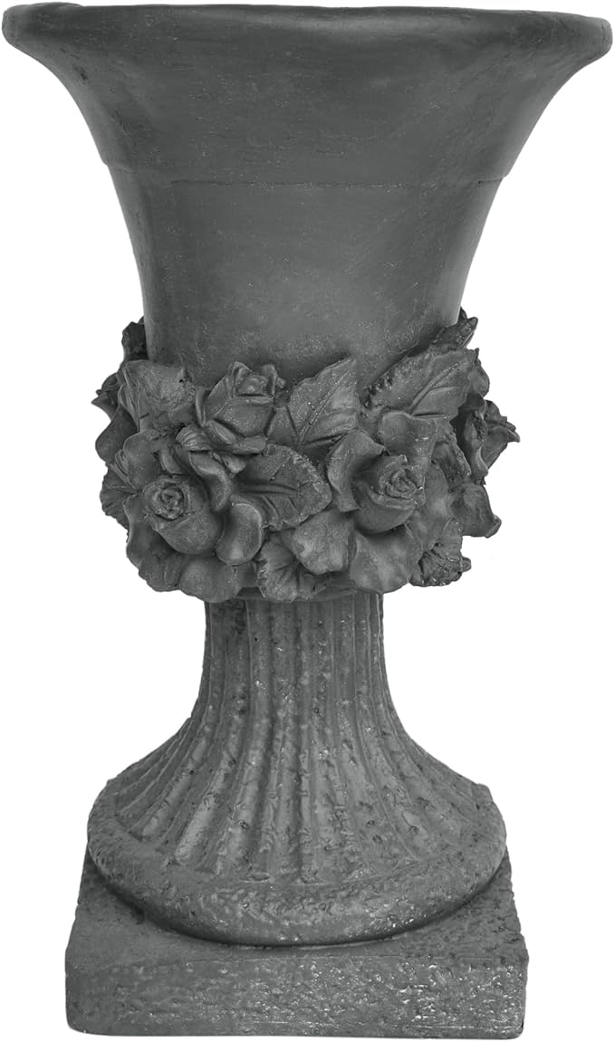 Merax 19.5 Inches Tall MGO Garden Urn Planter, Lightweight Concrete Urn for Flowers, Herbs & Succulents, Indoor & Outdoor Decorative Pot, Antique Gray