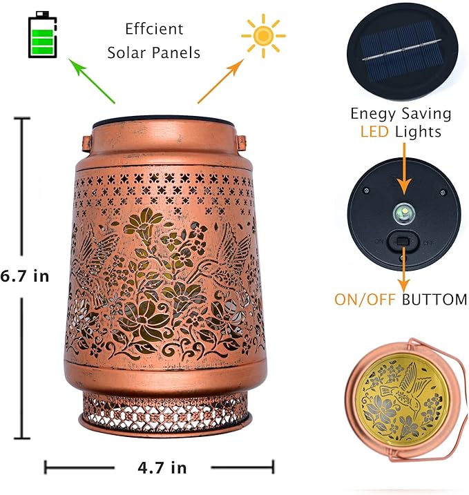 Solar Lanterns Outdoor Waterproof, Hummingbird Hanging Solar Lanterns Birthday Gifts for Women Mom Grandma, Garden Decor for Patio Yard Lawn Backyard Porch