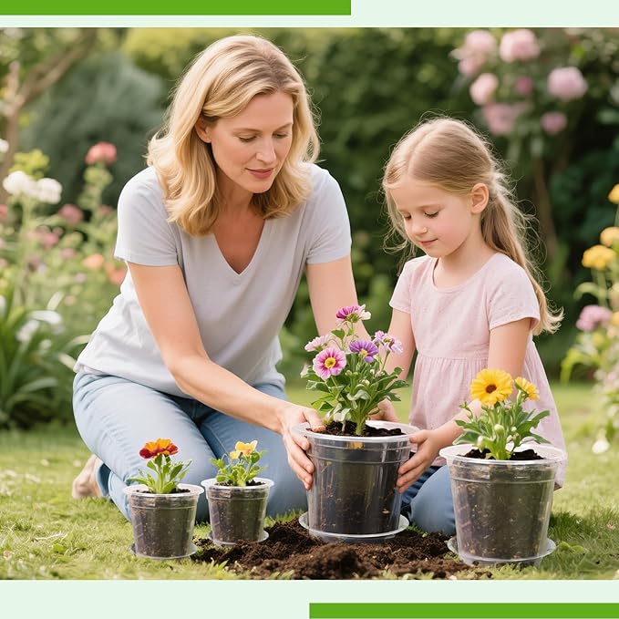 7 Inch Clear Nursery Pots with Drainage Trays, 15 Pack Plastic Pots for Plants, Clear Pot for Seed Starting, Transplanting, Succulents, and Indoor Gardening (7 inch)