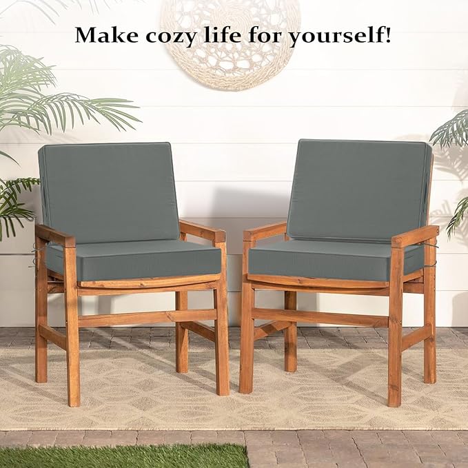 Cozyide 24x24 Outdoor Cushions for Patio Furniture, Waterproof Outdoor Chair Cushions with Non-Slip Ties and Handle, Washable Deep Seat Cushions for Outdoor Furniture with Removable Cover, Dark Gray