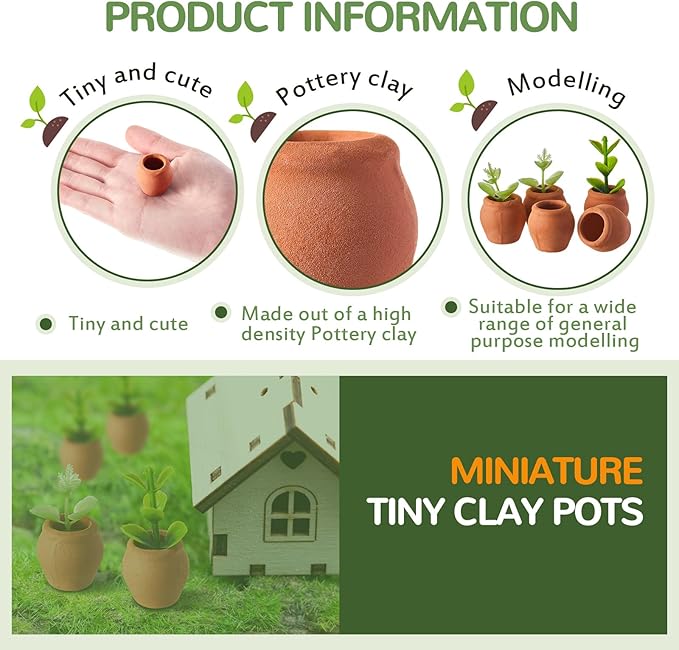 40 Pcs 0.9 x 0.75 Inch Small Mini Clay Pots Terracotta Clay Small Flower Doll House Flower Pot for Crafts DIY Garden Plants and Office Desktop Windowsill Decoration