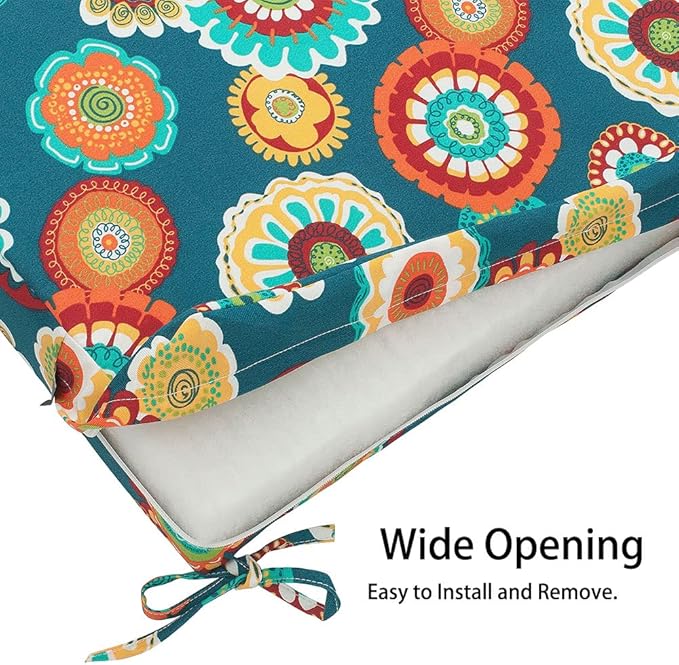 Magpie Fabrics Patio Bench Cushion Cover 42x18x3 Inch, NO Insert! Water Resistant Outdoor Loveseat Replacement Cover with Zipper (Floral Green)