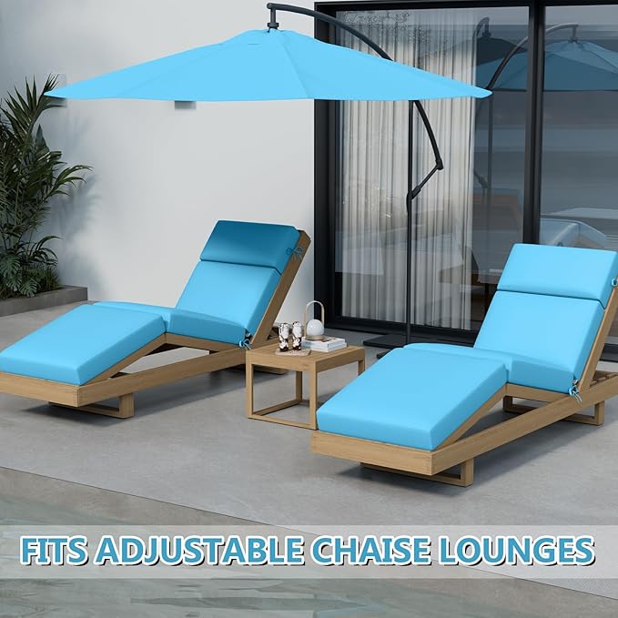 4 Pcs Chaise Lounge Cushions Outdoor, 72 x 21 x 4 Inch Lounge Chair Cushions for Outdoor Furniture - Waterproof Lounge Patio Replacement Cushion, 4In Fade-Resistant ThickPatio Chaise Lounge Cushion