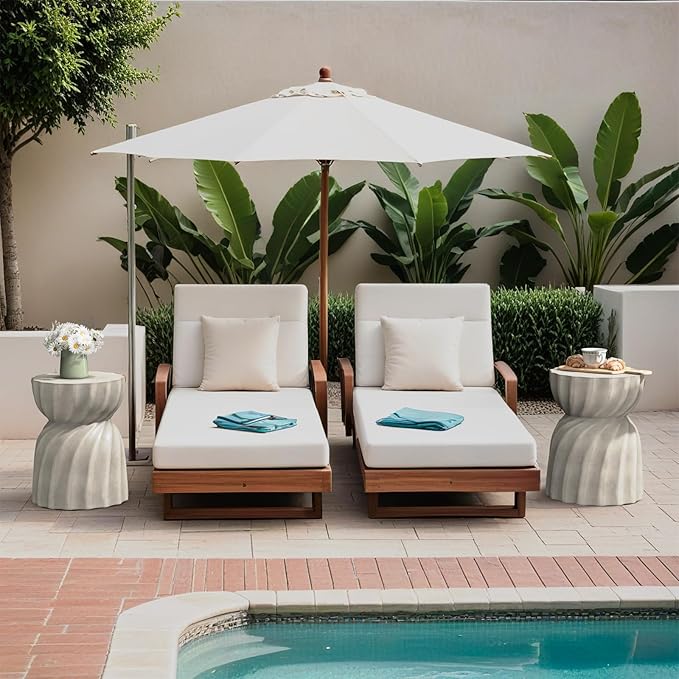 SUNBURY Outdoor Side Table, 19" H Outdoor Accent End Table, Patio Side Tables, Outdoor Coffee Tables, Garden Stool and Plant Stand for Patio, Garden, Living Room, and Backyard