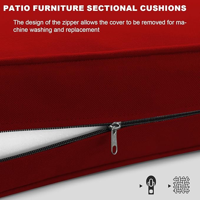 Patio Sectional Cushions, 14-Piece Replacement Cushions for Outdoor Furniture, Water-Resistant Outdoor Sofa Cushion for 6-Seat Rattan Wicker Sectional Conversation Sets (Red)
