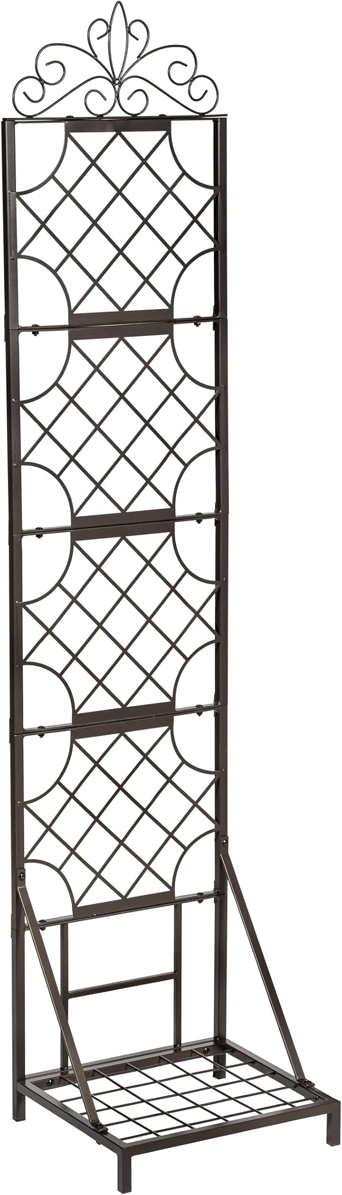 Evergreen Garden Classic Metal Plant Stand with Lattice Trellis for Climbing Plants, Floor Tall Plant Stand Indoor and Outdoor for Patio, Porch, Garden