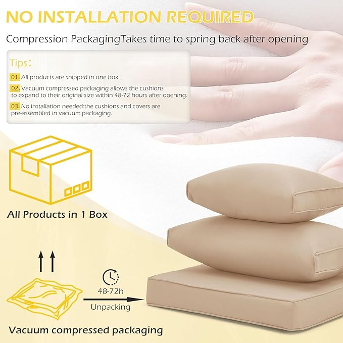 HOMREST Cushions for Outdoor Furniture,Replacement Cushion Pillow,Water-Repellent Sofa Cushion for 6-Seat Rattan Wicker Sectional Patio Conversation Sets,14-Piece Cushions Set for Outdoor Couch