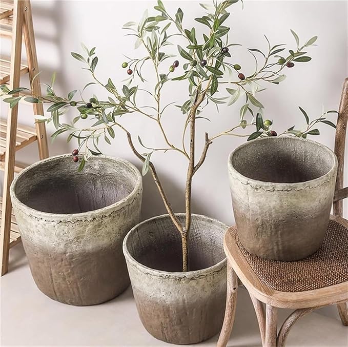 Vintage Plant Pot Flower Pots with Drainage Holes Creative Large Floor Planters Garden Decor(Medium)
