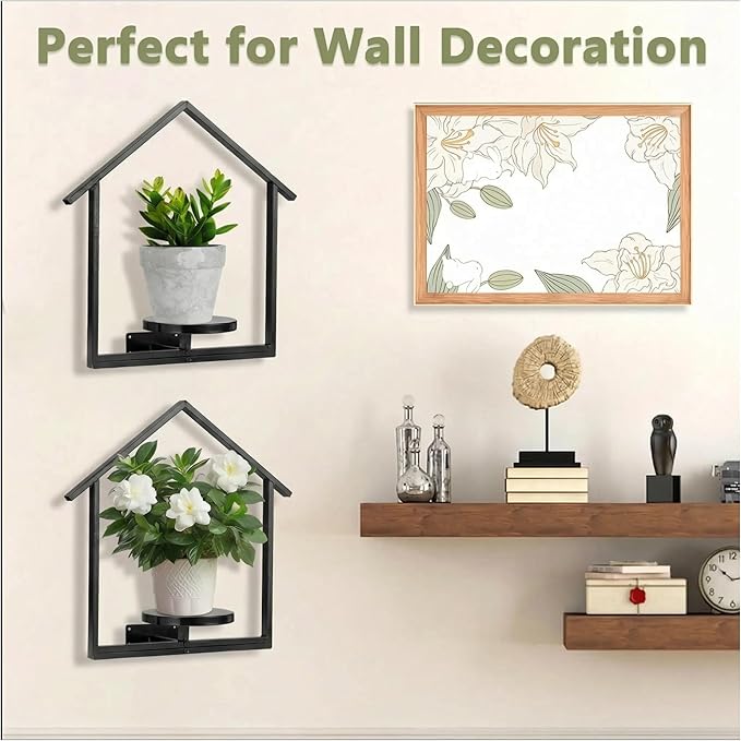 Decorative Wall Plant Frame, House-Shaped Wall-Mounted Plant Hanger for Indoor Decor, Space-Saving Vertical Garden Wall Planter for Apartment & Home, 2 Pack