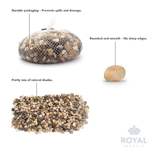 River Rocks Decorative Ornamental Vase Filler Aquarium Gravel Natural, Small 5 lbs -Landscaping Pebbles for Indoor Plants, Fish Tank Gravel, Terrarium Decor, Home Decor, DIY & Crafting – Royal Imports