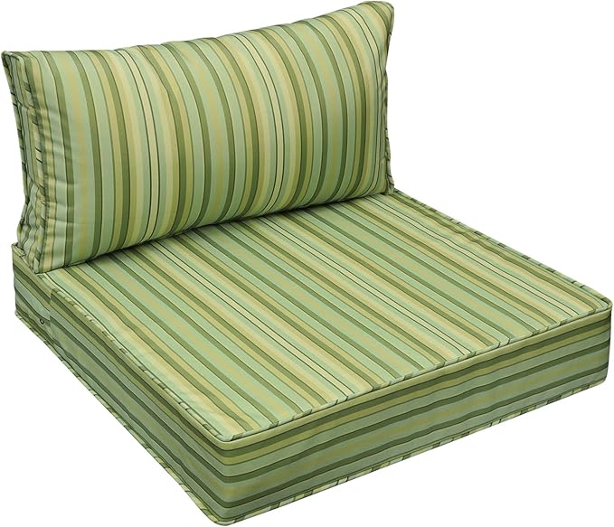AAAAAcessories Outdoor Seat Cushions for Chairs, Fade-Resistant, Waterproof Patio Furniture Replacement Cushions, 24" x 24" x 5" + 24" x 13.5", Mossy Forest Stripe