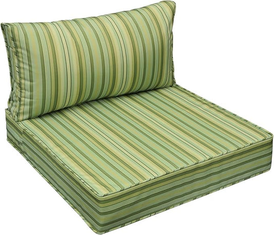 AAAAAcessories Outdoor Seat Cushions for Chairs, Fade-Resistant, Waterproof Patio Furniture Replacement Cushions, 24" x 24" x 5" + 24" x 13.5", Mossy Forest Stripe