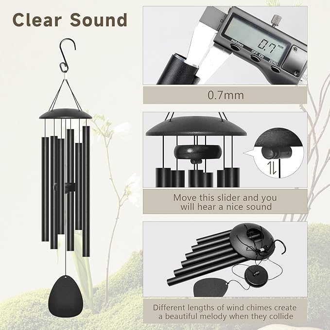 28" Wind Chimes for Outside, Metal Outdoor Wind Chimes with Soothing Melodic Tones, Wind Chime Unique Gift for Mom, Grandma, Perfect Outdoor Garden Decor(Waterdrop-Shape)