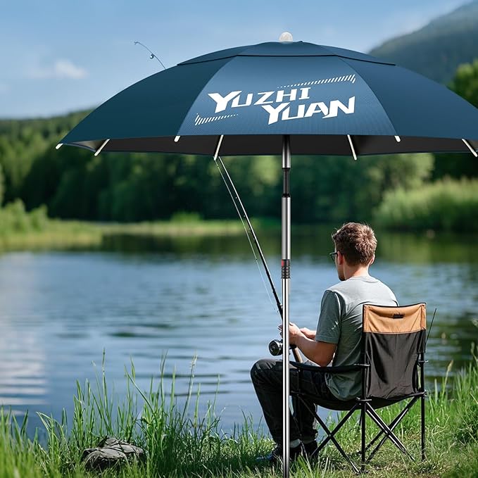 Exclusive Black Coating Outdoor Patio Umbrella, 6.5FT/7.2FT Adjustable Tilt Sun Shade Beach Table Umbrella, Heavy-Duty Nylon Canopy & Carry Bag, UV Protection Yard Umbrella for Fiushing Pool Garden