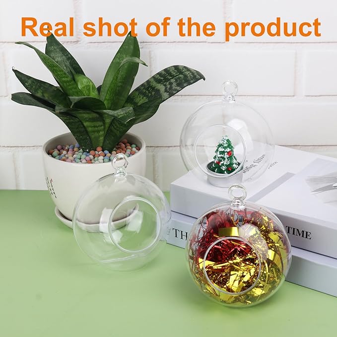 39 Pcs 4 Inch Hanging Glass Globes Orbs, Clear Ornaments Balls, Tealight Candle Holder for Wedding, Christmas, Party, Centerpiece Accessory and Home Decor by KUKLIPJIM.