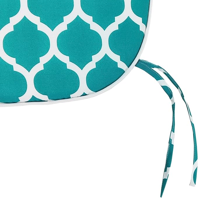 SleepMan Outdoor 17"x16" Chair Cushions with Ties Set of 2, Water Resistant All Weather U-Shape Seat Pads for Patio Garden Furniture Indoor (Set of 2, Aqua Plaid)