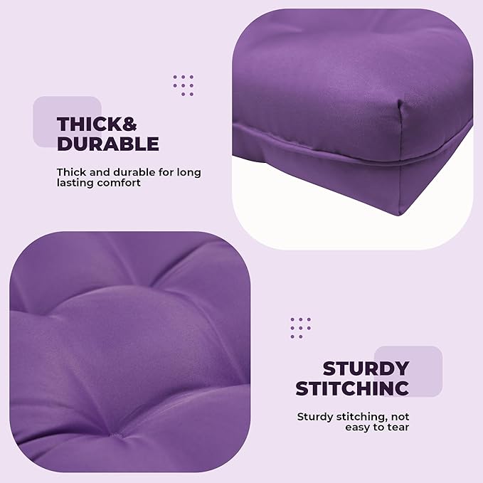 Wicker Chair Cushions, Waterproof Outdoor Loveseat Cushions for Patio Furniture, 3 Pieces Wicker Furniture Cushions, 1 Loveseat and 2 U-Shaped Cushions, Purple