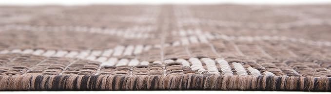 Unique Loom Outdoor Trellis Collection Area Rug (6' 1" x 9' Rectangle, Brown/ Ivory)