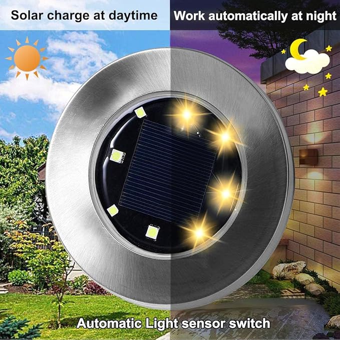 Solar Ground Lights, Waterproof Solar Garden Lights, Upgraded Outdoor Garden Waterproof Bright in-Ground Lights, Landscape Lighting for Pathway,Yard,Deck,Lawn,Patio,Walkway (16 Pack Warm Light)