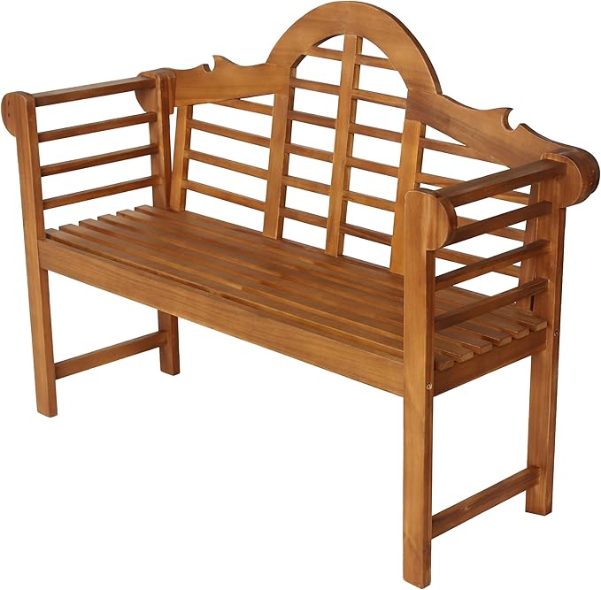 JONATHAN Y BNH103A Lutyens 51.2" 3-Seat Arched 600-Lbs Support Acacia Wood Outdoor Garden Patio Bench for Garden, Lawn, Backyard, Pool, Deck, Beach, Firepit, Teak