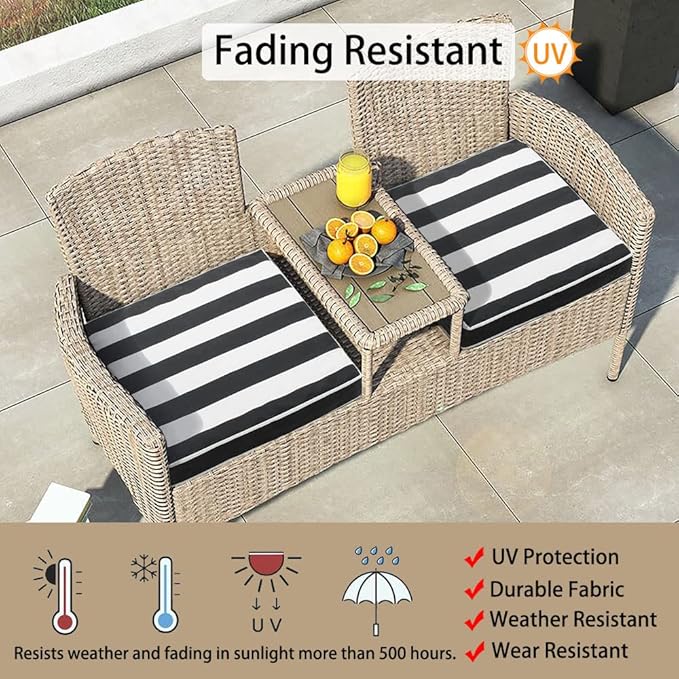 Magpie Fabrics Indoor Outdoor Cushion Cover Replacement 2 Pack, NO Insert! Water Repellent Slipcover with Ties Christmas Decor for Patio Garden Chair Seat Sofa Bench Wicker(Black White, 20x18x4 Inch)