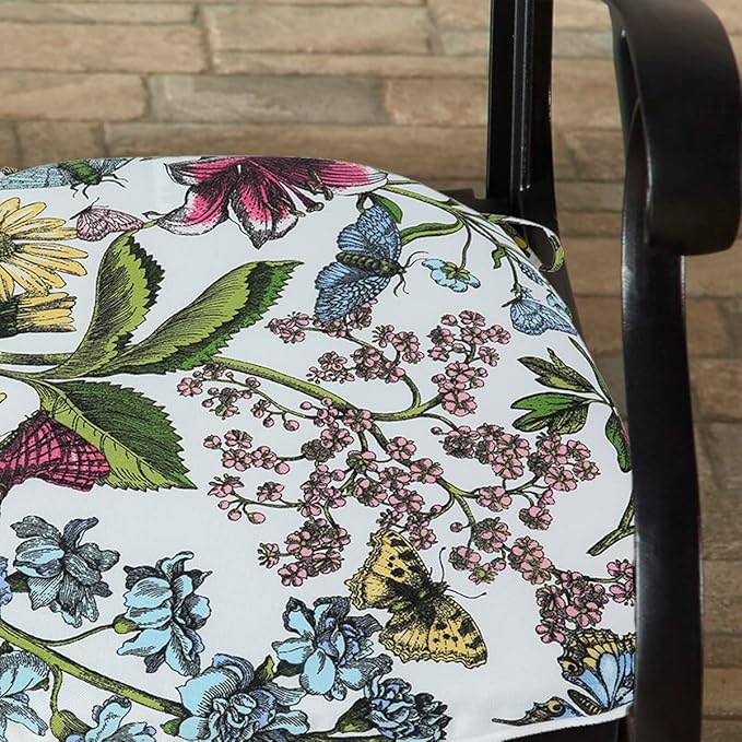 Outdoor Chair Cushions Set of 2,Patio Seat Cushion 17"x16"x2",U-Shaped Dining Chair Cushion 17 by 16 Inch,Water Resistant,Fade-Resistant Chair Pads for Kitchen Garden Furniture(Butterfly Flower)