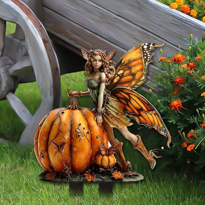 Pumpkin Elf-1: Bohemian Flower Pot Decor, Planter Pots, Fairy Garden Accessories for Home or Garden