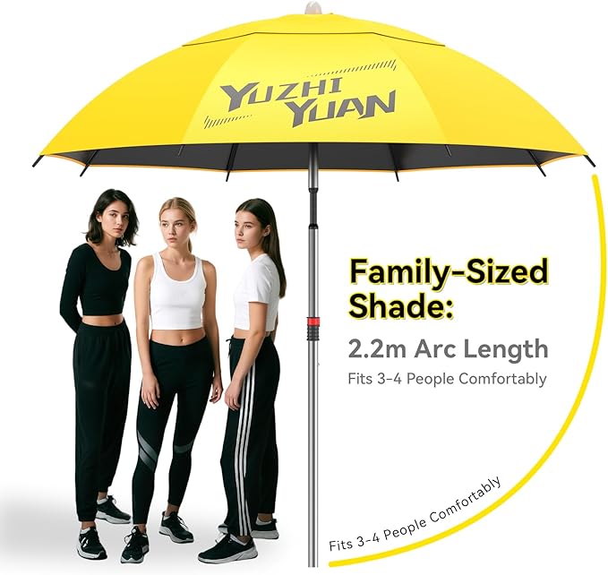 Exclusive Black Coating Outdoor Patio Umbrella, 6.5FT/7.2FT Adjustable Tilt Sun Shade Beach Table Umbrella, Heavy-Duty Nylon Canopy & Carry Bag, UV Protection Yard Umbrella for Fiushing Pool Garden