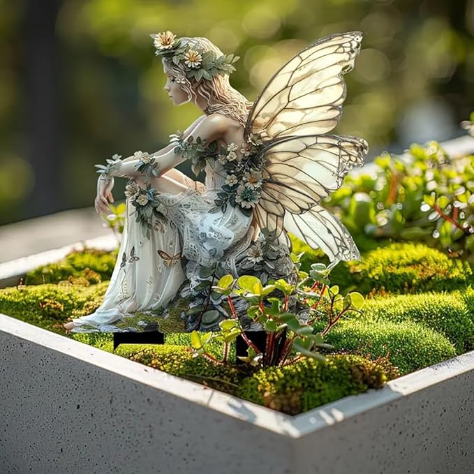 Bohemian Fairy Flower Pot Decor - Planter Pots Decor & Accessories for Home or Garden (Sleeping Elf-6)