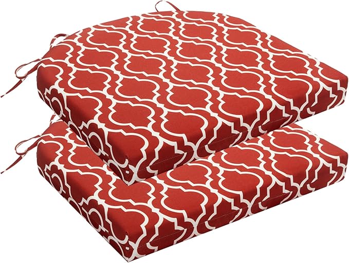 HARBOREST Outdoor Chair Cushions Set of 2, Water Resistant Patio Chair Cushions with Ties, Outdoor Seat Cushions for Patio Furniture, 17"x16"x2", Wine Red Geometry
