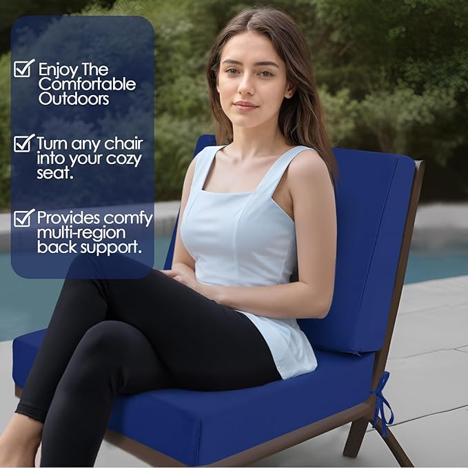 Outdoor Cushions for Patio Furniture, Outdoor Seat and Back Cushion, Waterproof Hampton Bay Deep Seat Replacement Couch Cushions for Garden Lawn, 24x24