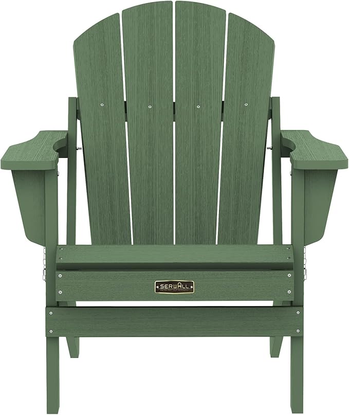 SERWALL Adirondack Chair Set of 8 for Patio Garden Outdoors Fire Pit- Army