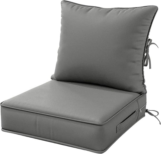 Outdoor Patio Chair Cushions Set 22 L X 22 W X 4 H Waterproof & Fade Resistant Deep Seat and Back Cushions with Removable Covers Outdoor Seat Cushion Set for Chairs and Sofas