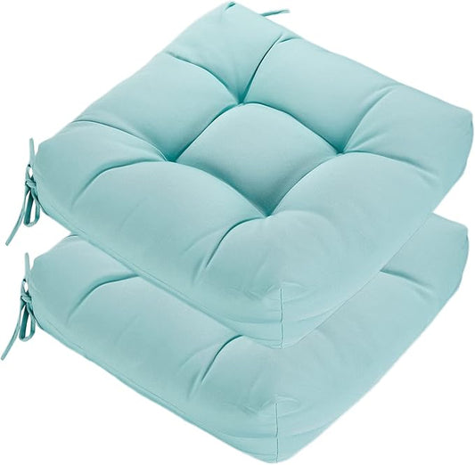JMGBird Outdoor Chair Cushions, Patio Seat/Back Cushions, Pack of 2, 19" x 19" with Ties Transform Your Patio with Our Furniture Cushions (Light Blue)