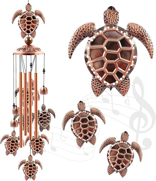 Wind Chimes Outdoor Clearance, Ukulork Sea Turtles Aluminum Tube Windchime with S Hook,Patio Garden Decor, Housewarming Gift.